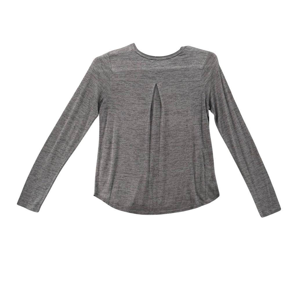 Vince Womens Charcoal Grey Space Dye Long Sleeve Crewneck Back Pleat Top Size M - Picture 6 of 6